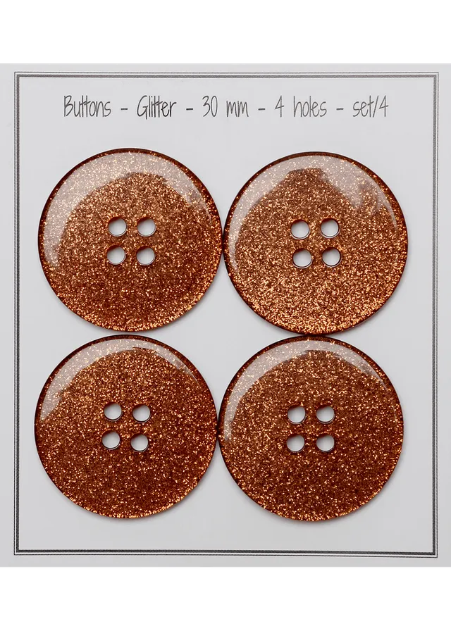 Go Handmade Glitter Deluxe knapper 30 mm 4 stk