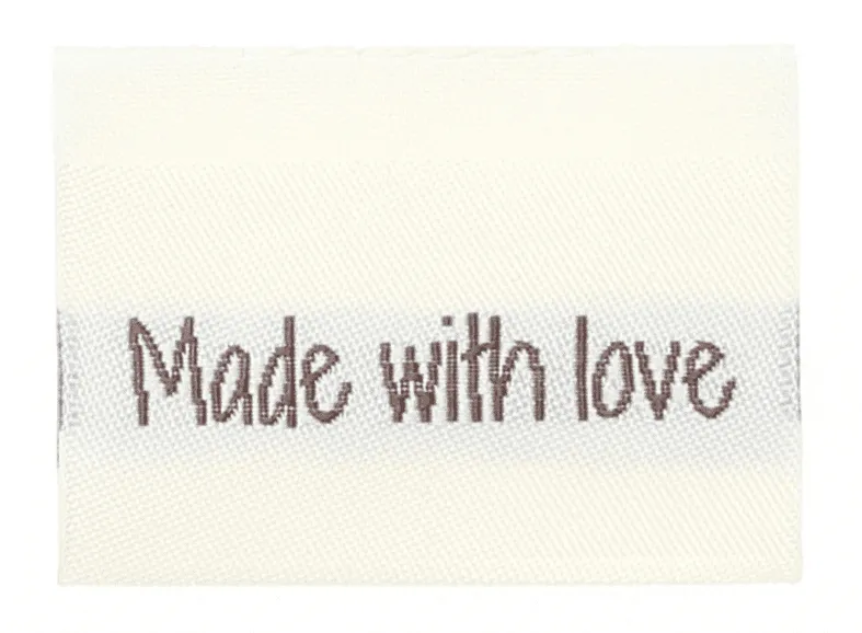 Go Handmade merkelapper vevd made with love 35x19 mm 10 stk