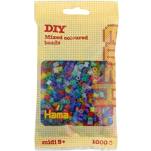 Hama Midi strykeperler glittermiks 1000 stk 6 farger