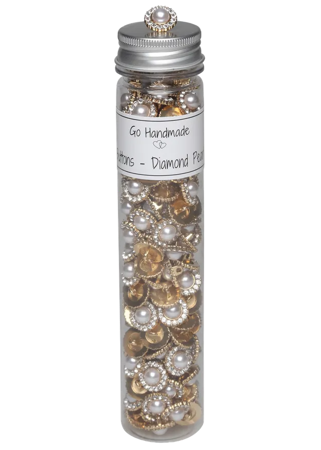 Go Handmade Diamond Pearl knapp 15 mm gull stilk
