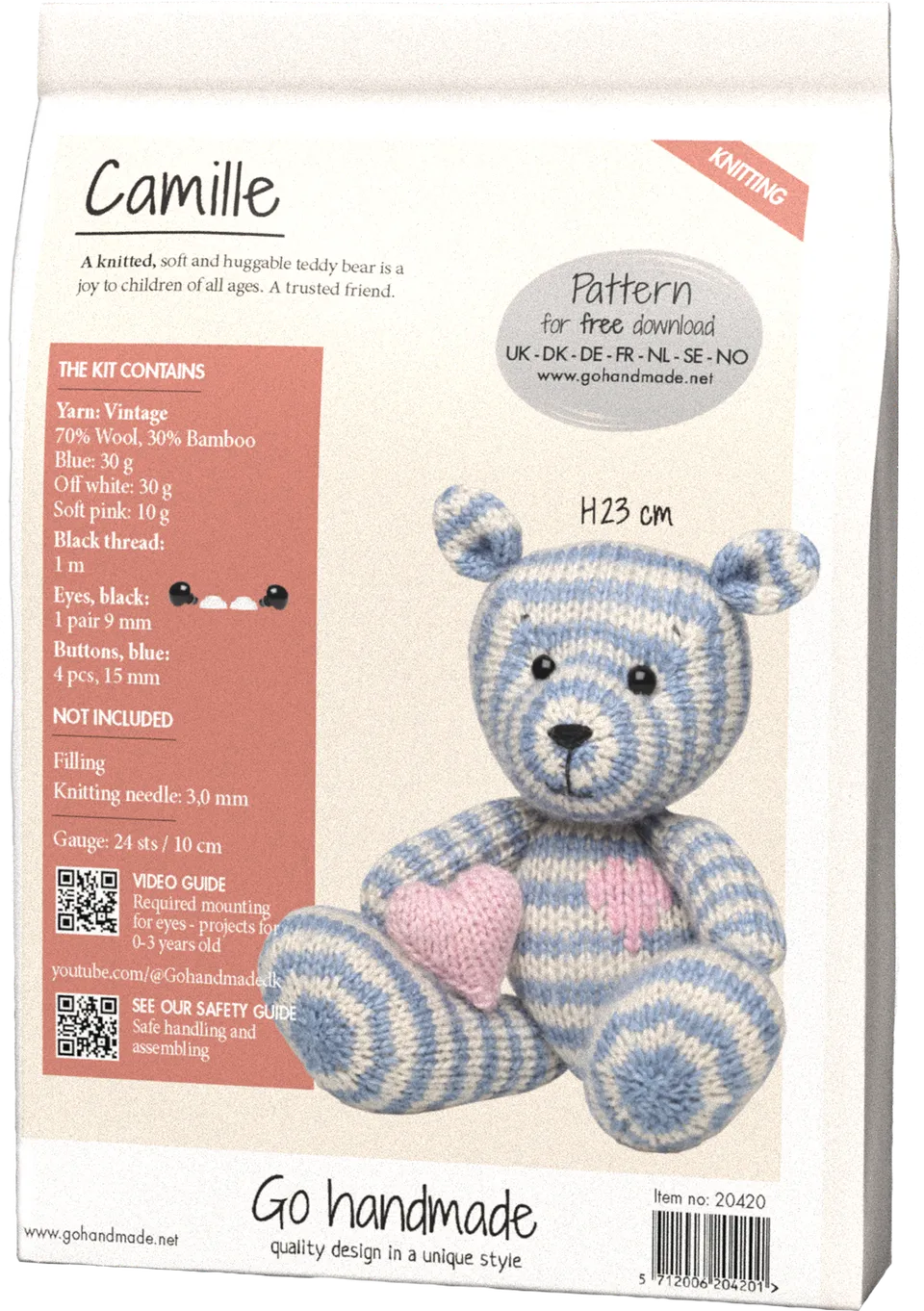 Go Handmade Camille heklesett 23 cm dukke