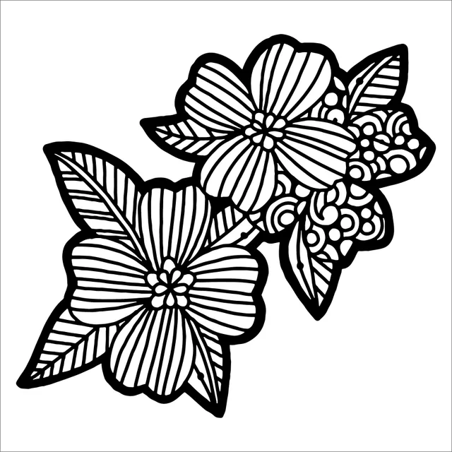 The Crafters Workshop TCW984 Dogwood Pair sjablong 6x6 blomst