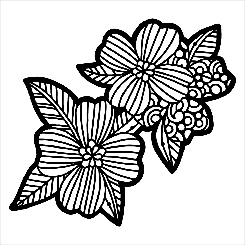 The Crafters Workshop TCW984 Dogwood Pair sjablong 6x6 blomst