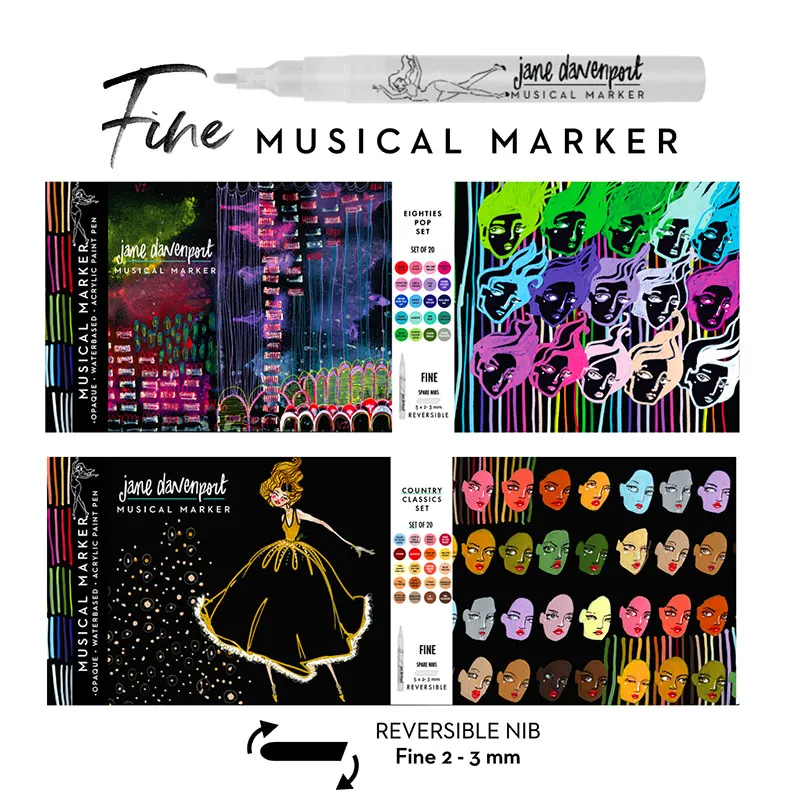 Jane Davenport Musical Markers 80's Pop Hits tusjer 60 stk