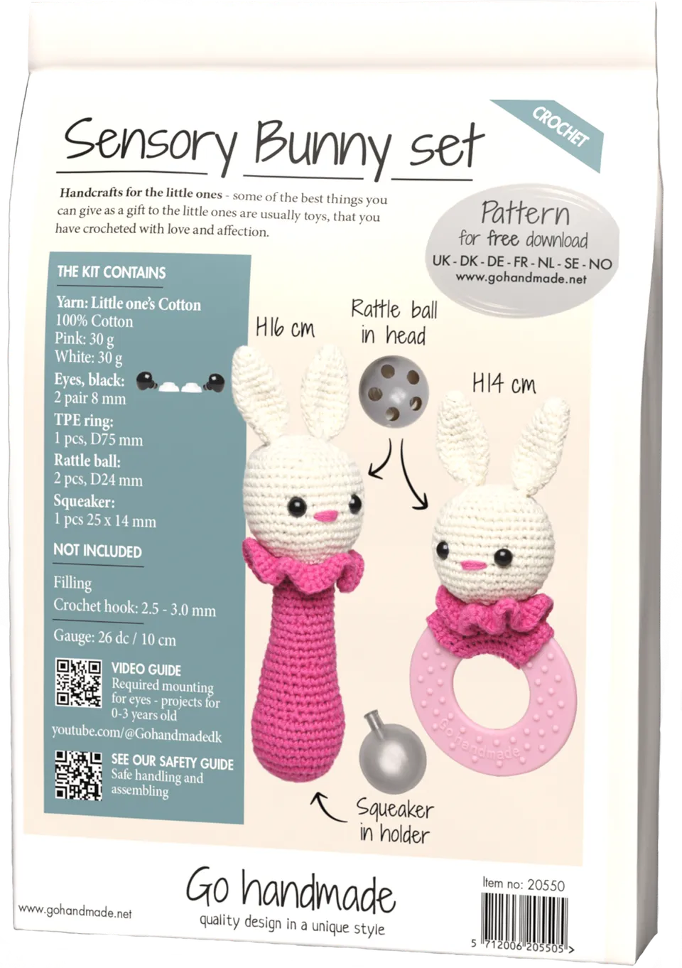 Go Handmade Sensory Bunny heklesett bomull sanseleke