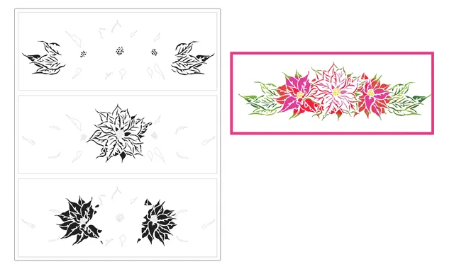 The Crafters Workshop TCW6008 Poinsettia Spray sjablong slimline 3-lag