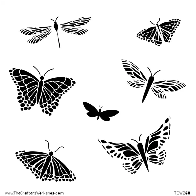 The Crafters Workshop TCW260 Mariposas sjablong 6x6 sommerfugl