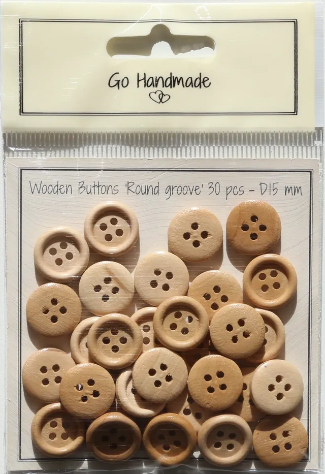 Go Handmade treperler natur 15 mm 30 stk rillet