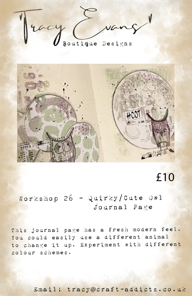 Tracy Evans Design Workshop 026 Quirky Owl kurs journalside
