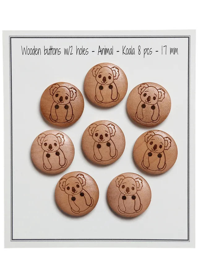 Go Handmade Koala 17 mm knapper 8 stk figur