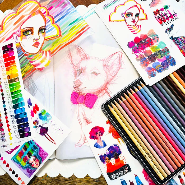 Jane Davenport Drawing heART startsett tegnesett med journal