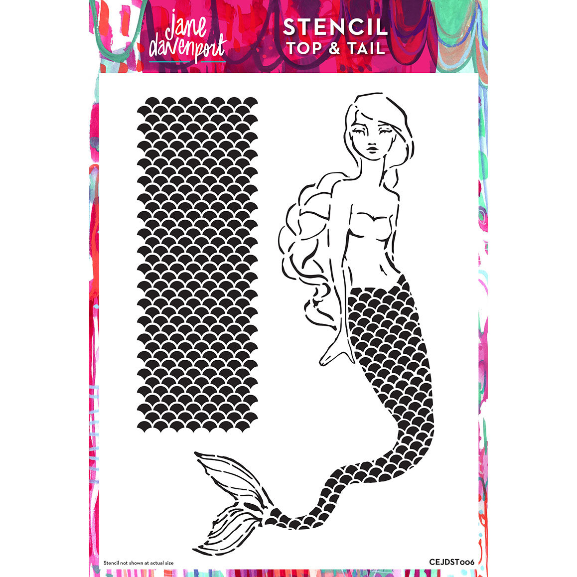 Jane Davenport Top & Tail sjablong havfrue og skjell