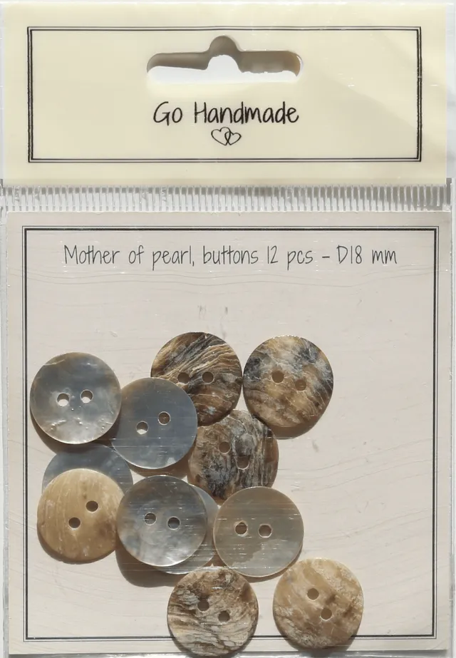 Go Handmade perlemorsknapper natur 18 mm 12 stk
