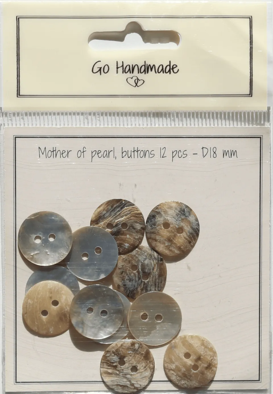 Go Handmade perlemorsknapper natur 18 mm 12 stk