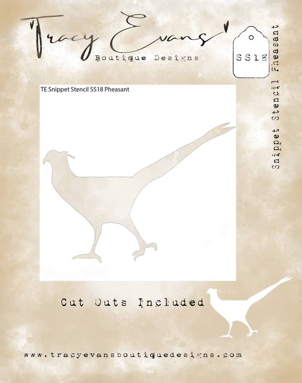 Tracy Evans Snippet Stencil SS018 Pheasant sjablong 4x4 fasan