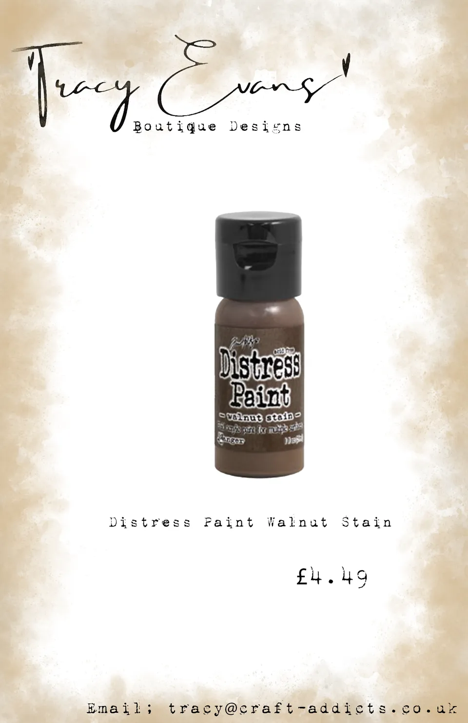 Tracy Evans Design Distress Paint DI132 akrylmaling walnut stain