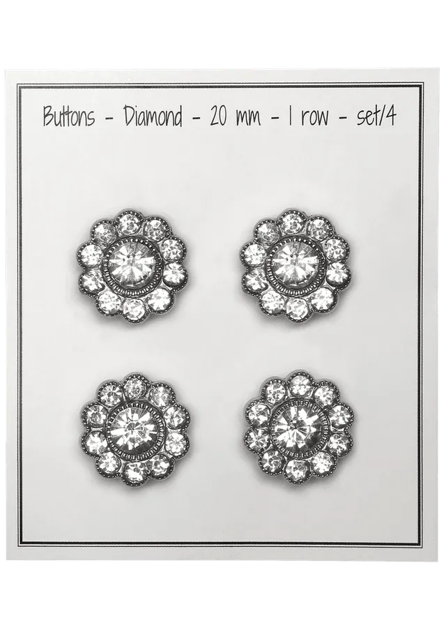 Go Handmade Diamond knapp 1 rad sølv 4 stk