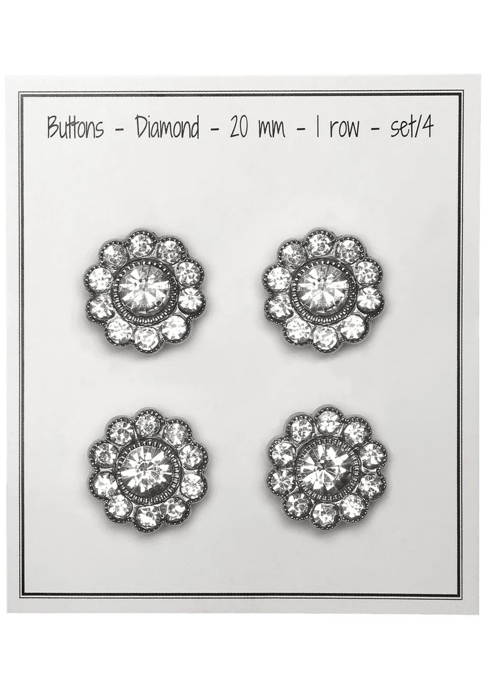 Go Handmade Diamond knapper 1 rad sølv 4 stk