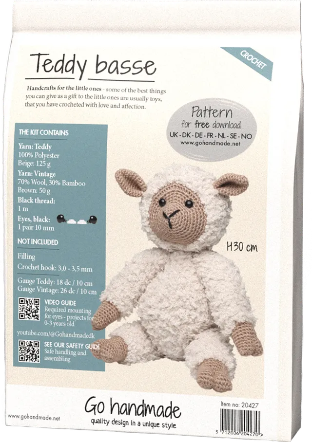 Go Handmade Teddy Basse heklesett 30 cm beige