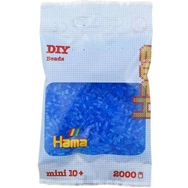 Hama Mini perler translucent blue 2000 stk gjennomsiktig