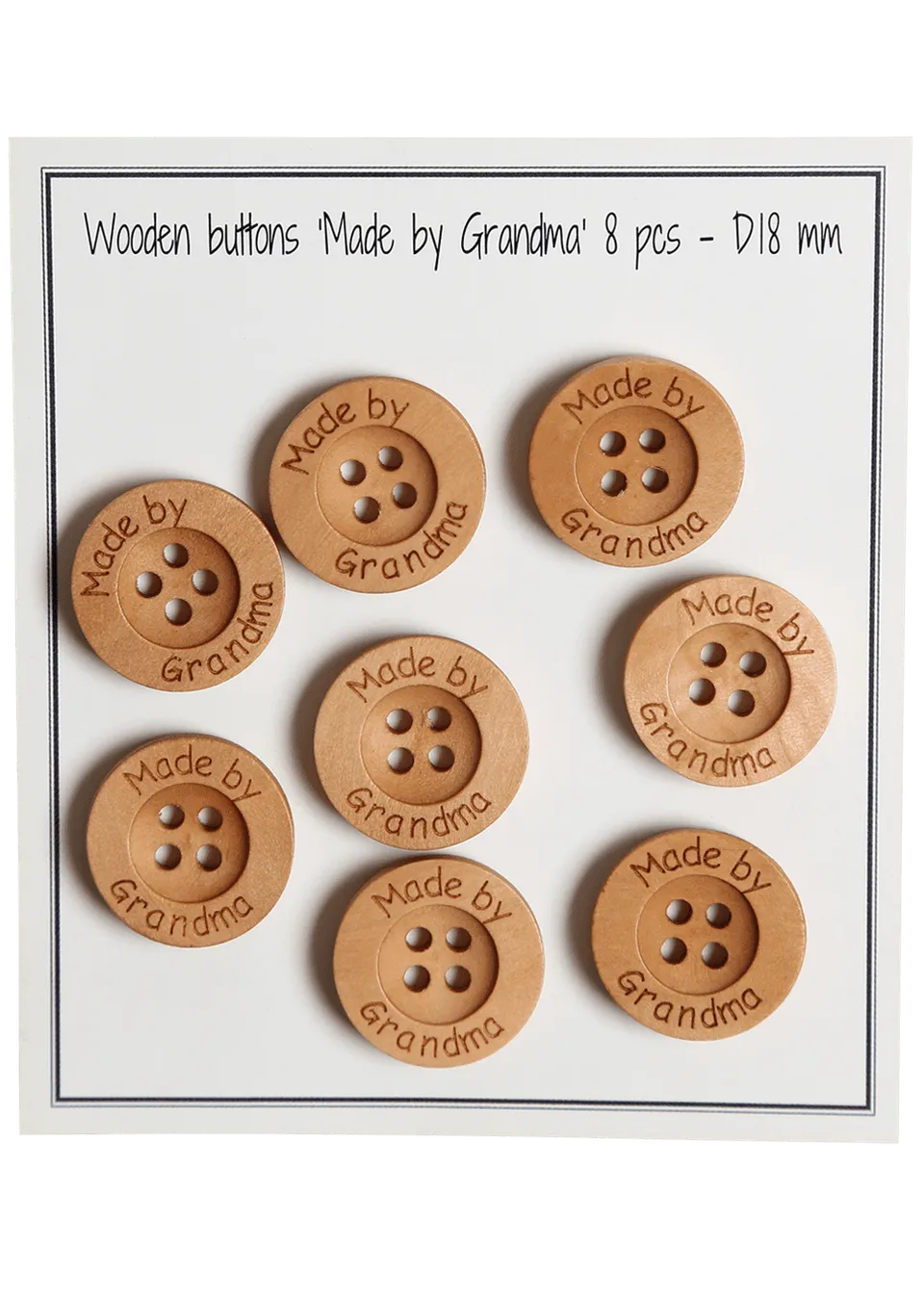 Go Handmade Made by Grandma D18 mm knapper 8 stk tre
