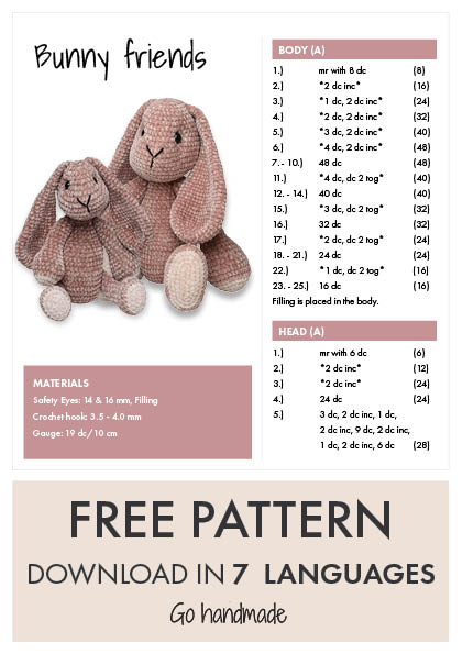 Go Handmade Bunny Friend H37 cm heklesett nougat