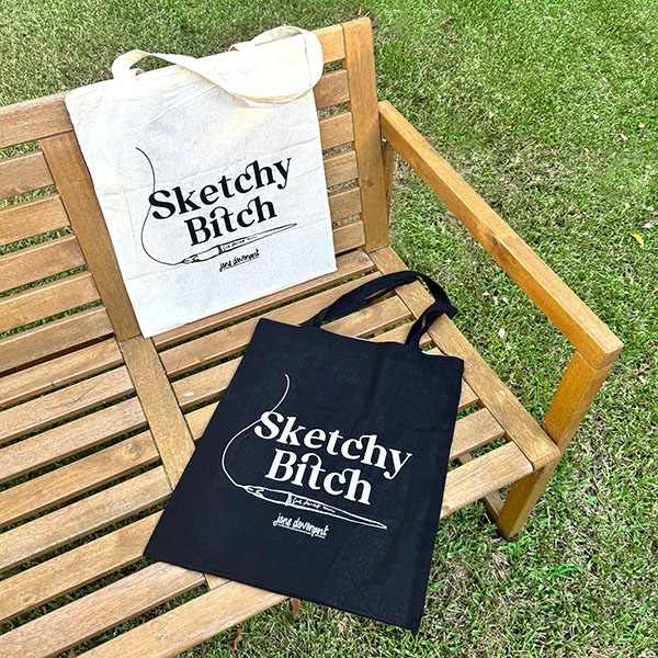 Jane Davenport Sketchy B*tch Tote Bag handlenett tekstil