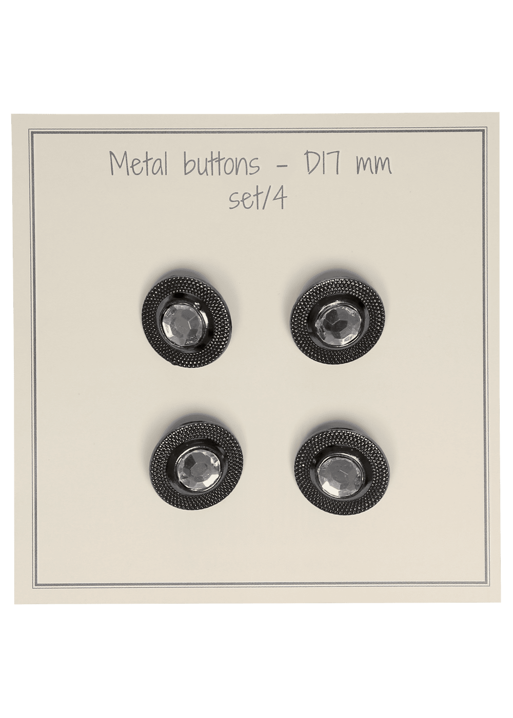 Go Handmade Bling knapper 17 mm grå – 4 stk