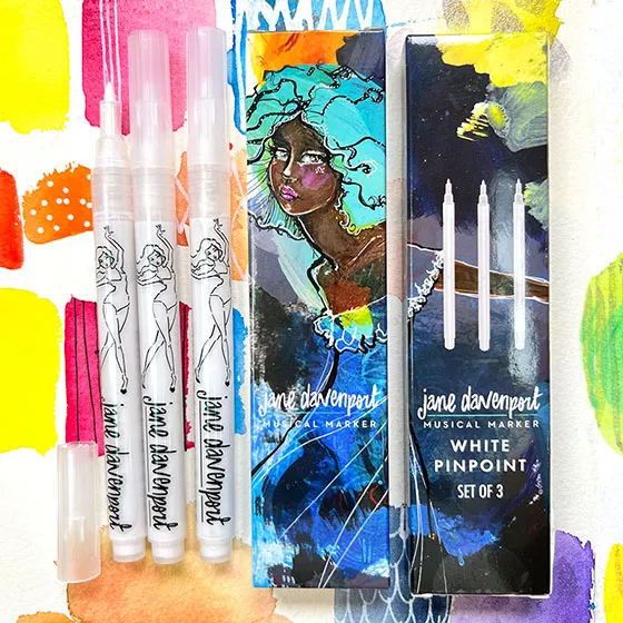 Jane Davenport PinPoint paint pen 3-pk hvit fin