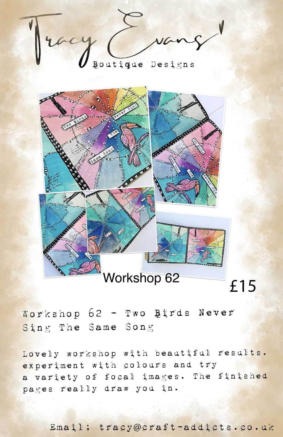 Tracy Evans Design Workshop 062 nettkurs Two Birds Never Sing