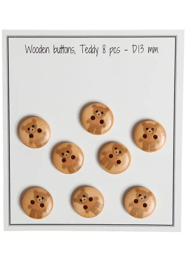 Go Handmade Teddy knapper beige 13 mm 8 stk