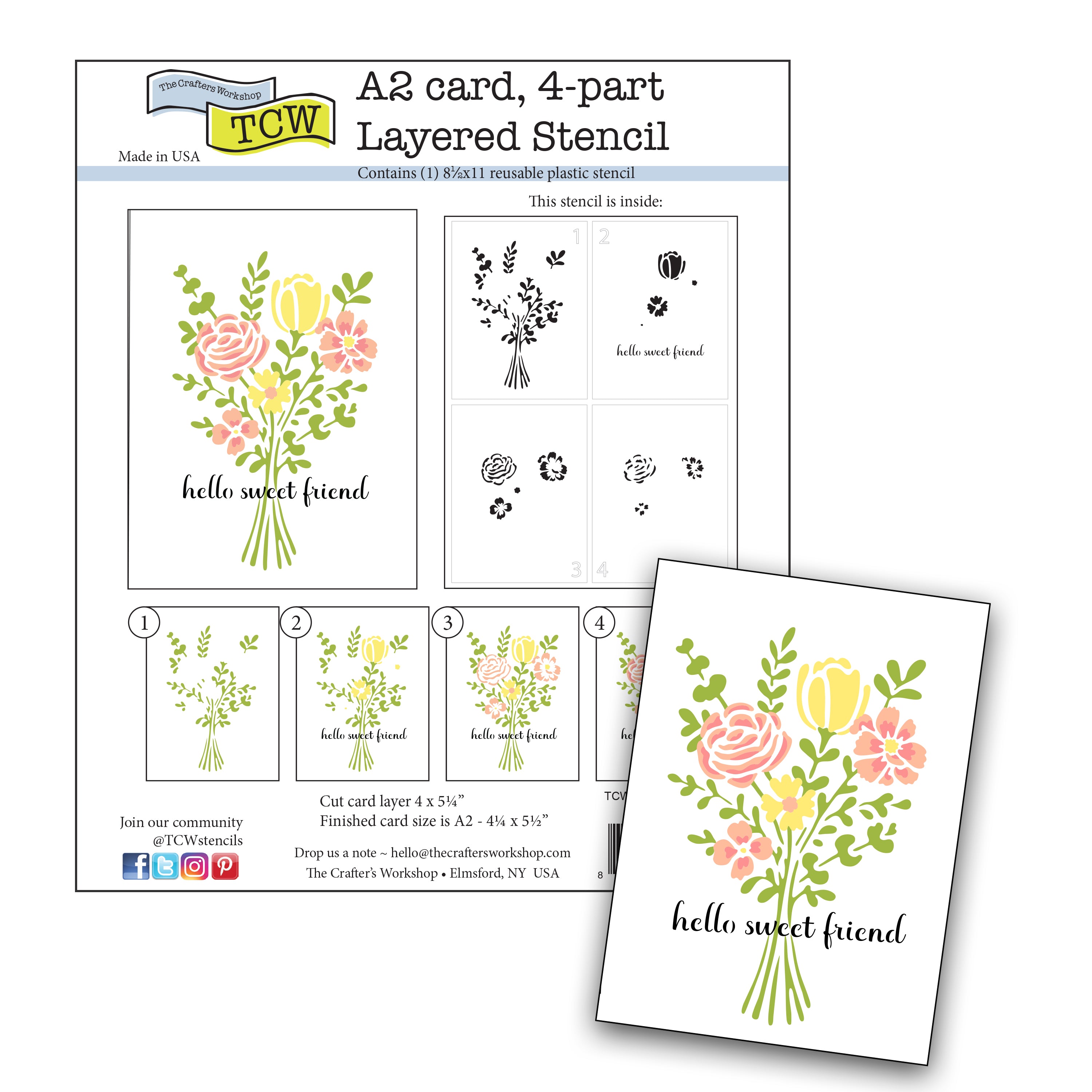 The Crafters Workshop TCW6062 Floral Bouquet A2 sjablong blomster