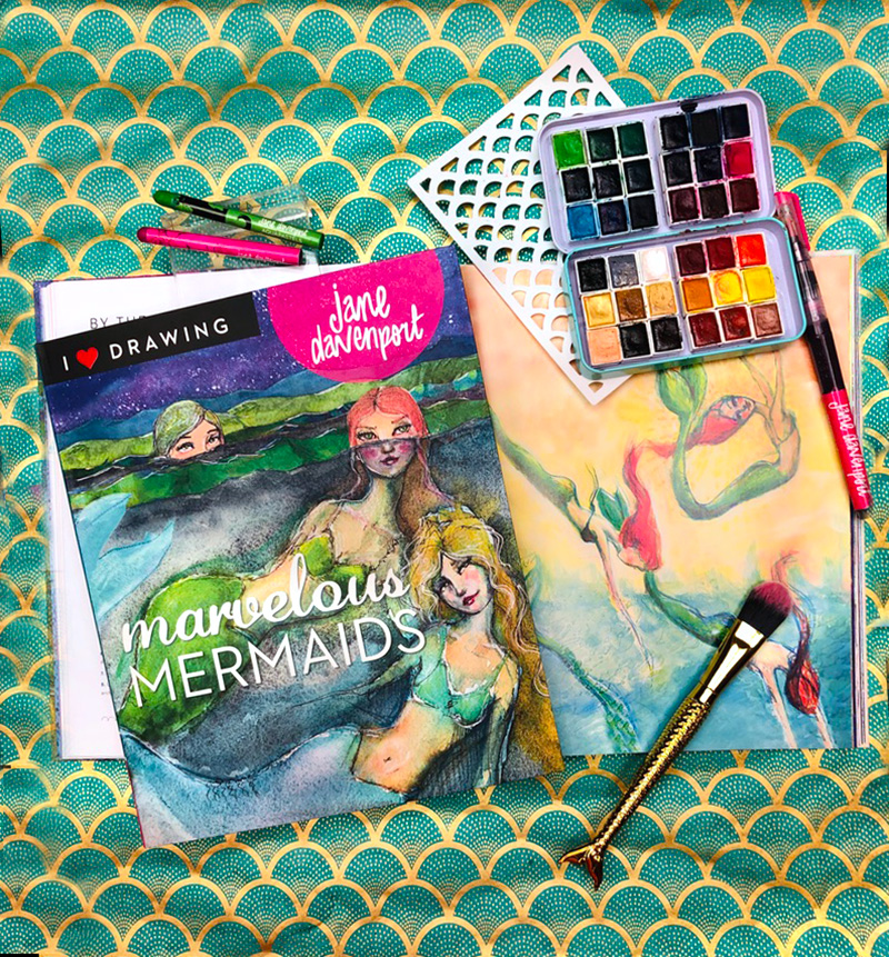 Jane Davenport Marvelous Mermaids tegnebok havfruer