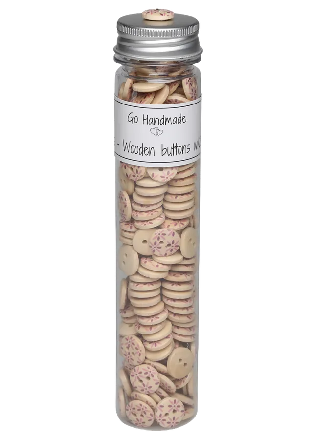 Go Handmade treknapp rosa blomst 15 mm 220 stk