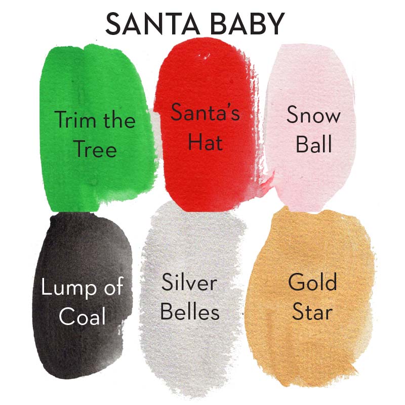 Jane Davenport Santa Baby Layercake akvarellpalett julefarger