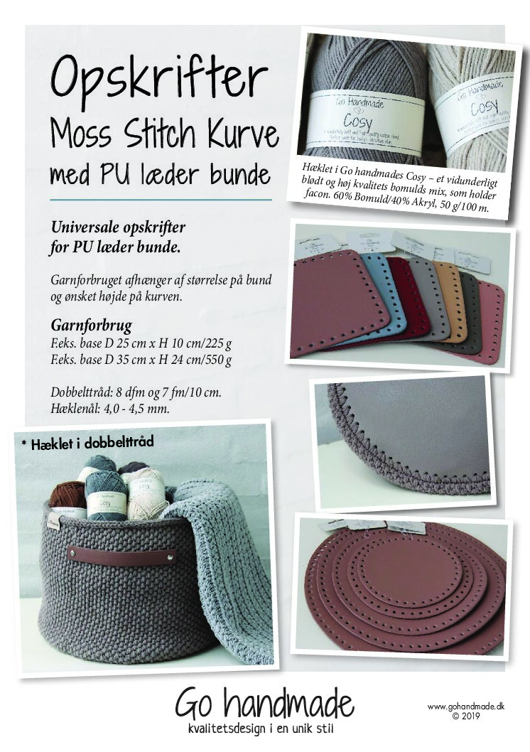 Go Handmade Moss Stitch kurv hekleoppskrift PU-bunn
