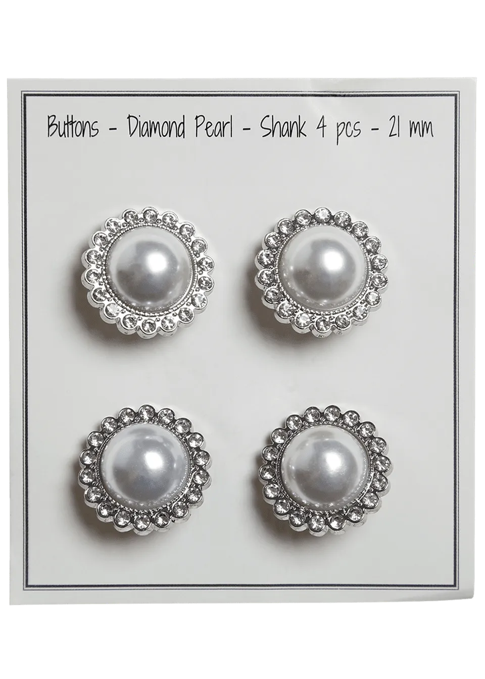 Go Handmade Diamond Pearl knapper 21 mm sølv 4 stk