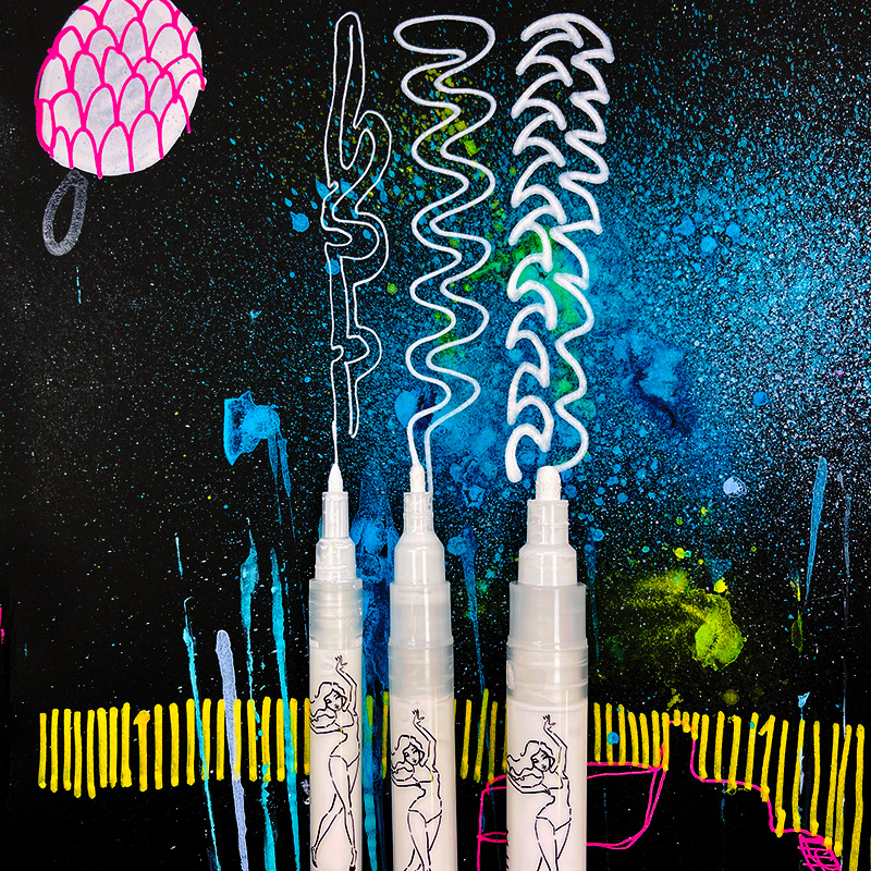 Jane Davenport White Noise paint pen hvit 3 størrelser dekkende