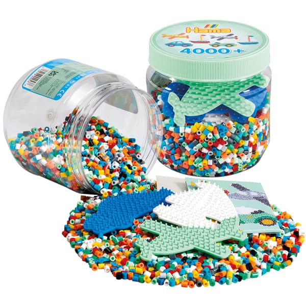Hama Midi perleboks 4000 perler blå tub bil båt