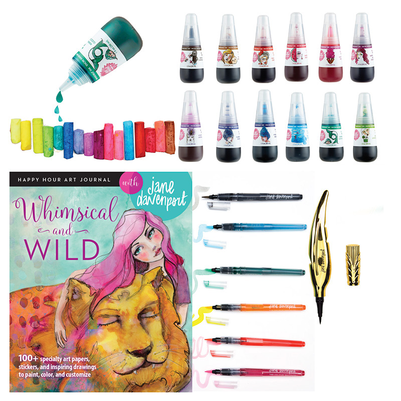 Jane Davenport Whimsical and Wild malesett med bok