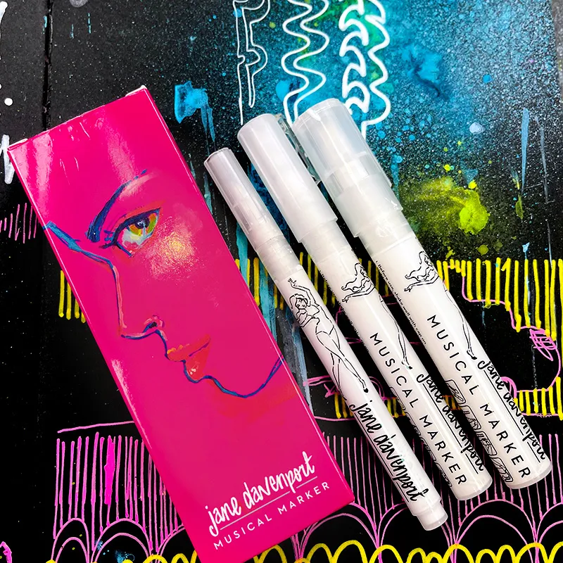 Jane Davenport White Noise paint pen hvit 3 størrelser dekkende