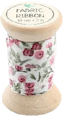 Go Handmade stoffbånd rose hvit 10 mm x 2 m