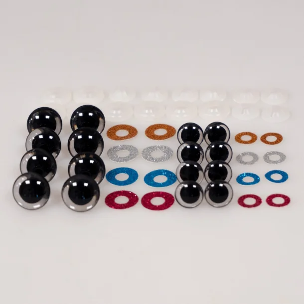 Go Handmade Glitter Eyes sikkerhetsøyne 12+16 mm 8 sett