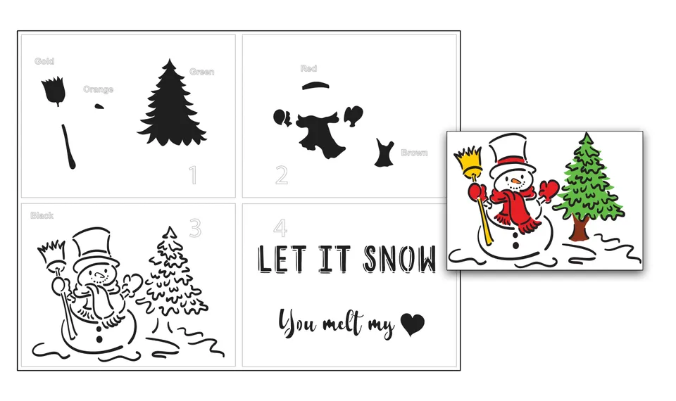 The Crafters Workshop Toasty Snowman lagdelt sjablong jul A2 snømann