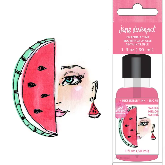 Jane Davenport INKredible Watermelon flytende akvarell dyp rosa