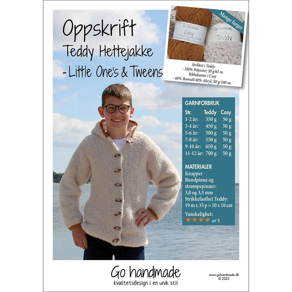 Go Handmade Sweater Louie strikkeoppskrift XS-XXXL teddy