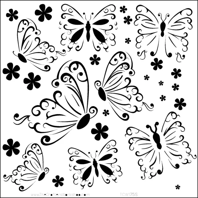 The Crafters Workshop TCW175 Butterflies sjablong 6x6 natur