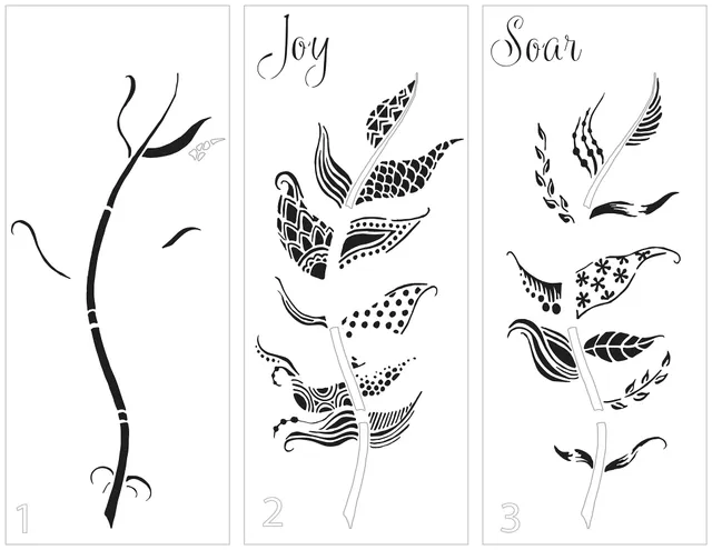 The Crafters Workshop TCW6022 Joy Feather sjablong slimline lagdelt