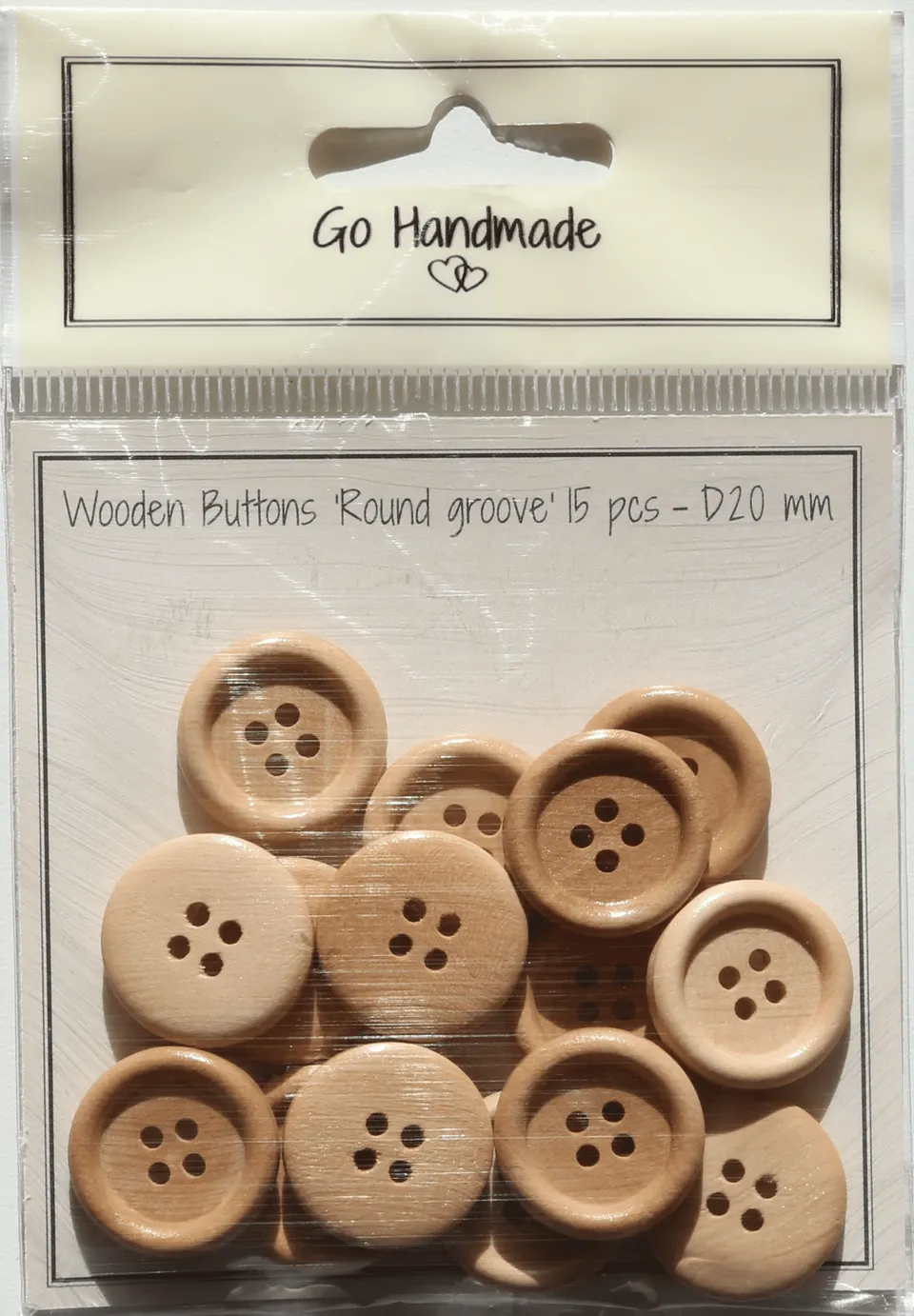 Go Handmade treperler rillet 20 mm natur 15 stk