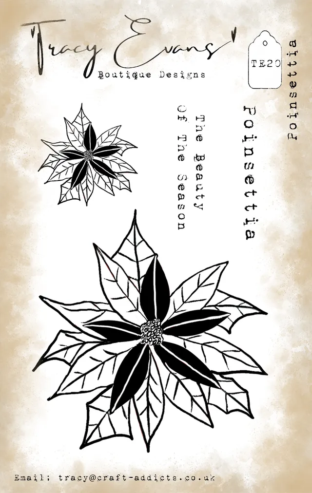 Tracy Evans TE020 Poinsettia stempel A7 julestjerne